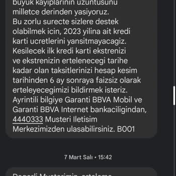 Garanti BBVA Garantinin Depremzedelere Ertelediği Taksitler
