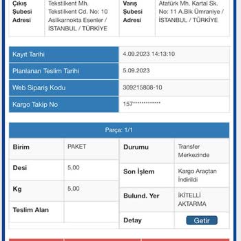 Sürat Kargo İkitelli Aktarma Merkezinde Siparişin Bekletilmesi...