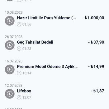 Paycell 1000 TL Olan Limitimi 250