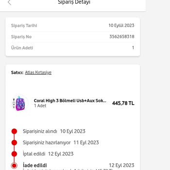 Vodafone Her Şey Yanımda Uygulamasıyla Yaptığım Okul Çantası Siparişinde Sorun