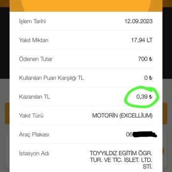 Total Energies, Üyelerine %0,05 Hediye Puan Veriyor. 700TL'ye 0,39TL