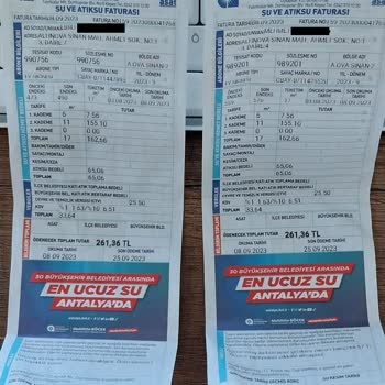 ASAT (Antalya Su İşleri) Aynı ''Su Faturası'' İki Farklı Daire'ye Kesilmiş