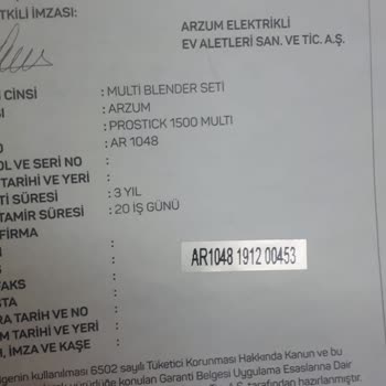 Arzum 3+1 Garanti Süresi