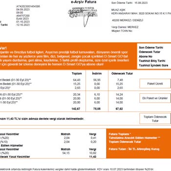 DSmart Kafalarına Göre Fatura Gönderilmesi