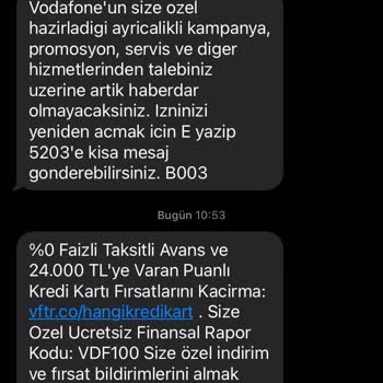 Vodafone Sürekli Mesaj Almaktan Bıktık Usandık...