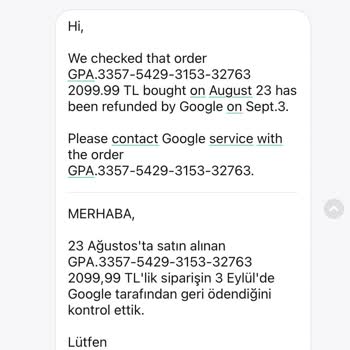 Google Play Android Telefondan Para İadesi Yapılmadı. Site İade Yaprağını Söylüyor