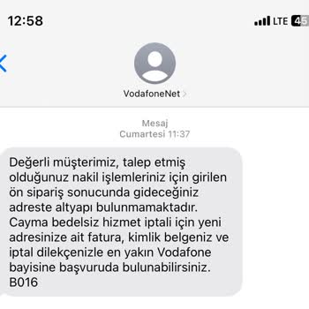 Vodafone Net Yeni Taşındığım Evde Hizmet Veremiyoruz Dedi