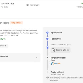 Kiperin Collagen Bir Türlü Kargoya Verilmiyor