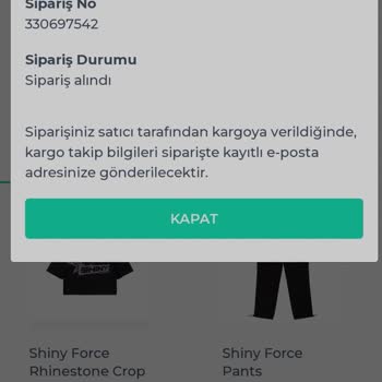Shiny Force Siparişim Kargoya Verilmedi