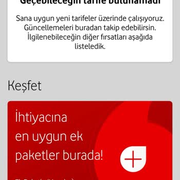 Vodafone Net Geçebileceğiniz Tarife Yok