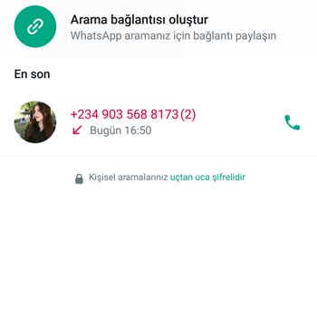 WhatsApp'tan Gelen Arama