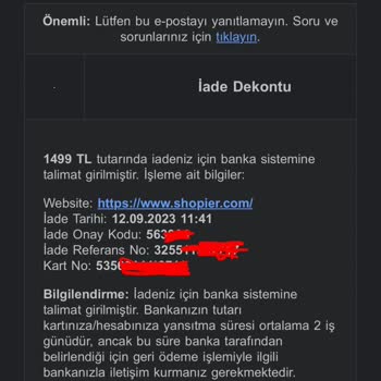 Shopier Para İadesi Gerçekleşmedi