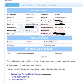 Aras Kargo'dan Adıma Bilmediğim Bir Kargo Mesajı Geldi