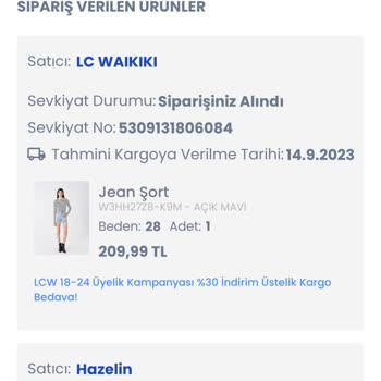 LCW Siparişimi İptal Edemiyorum
