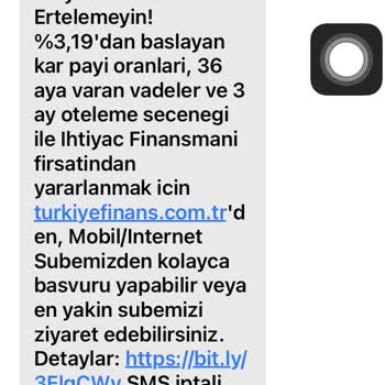 Türkiye Finans Hazır Finansman Hazır SMS Si Ama Olumsuz Sonuçlanması