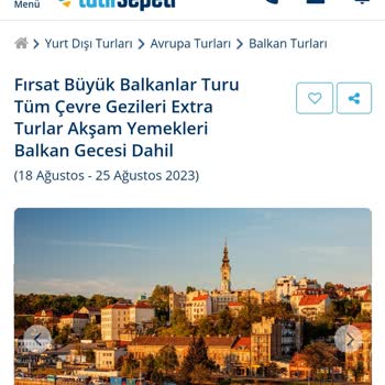 Tatil Sepeti 18-25 Ağustos 130398 Kodlu Firsat Büyük Balkan Turu