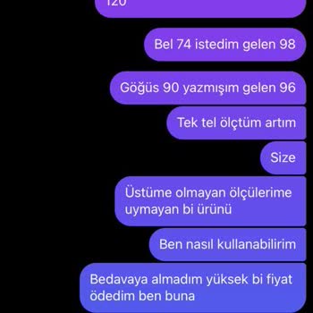 Nur Official İstediğim Ölçülerde Dikilmeyen Ürünü İade Edemiyorum
