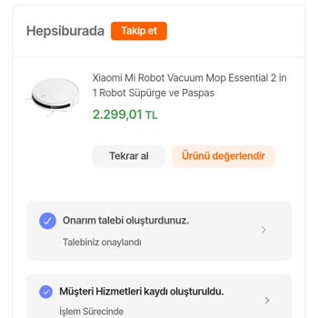 Hepsiburada Sitesinden Aldığım Robot Süpürge