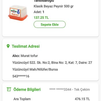 Tahsildaroğlu Bozuk Ürün İade Talebi Reddi