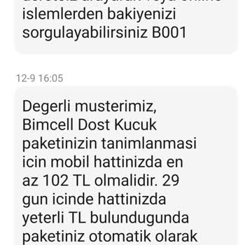 Bimcell Dost Küçük Paketi Sorunu