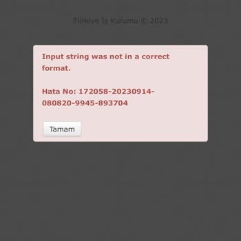 İŞKUR İnput String Was Not İn A Correct Format Hata Veriyor