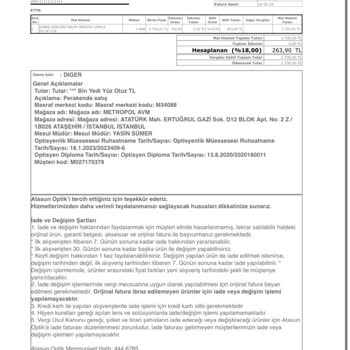 Atasun Optik Gözlük İskeletine Zarar Verme