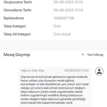 Koçtaş Online Ürün Değişim Talebi