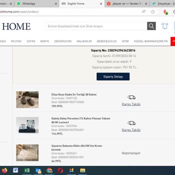 English Home Web Alışverişi Ve Çözülmeyen İptal/iade