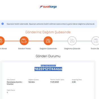 Sürat Kargo Ürün Teslimatı Yapılmaması