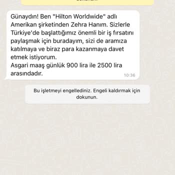 WhatsApp Yabancı Numara “Hilton Worldwide” Şikayet