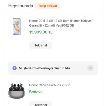 Honor Aldığım Ürünün Gönderilmemesi.