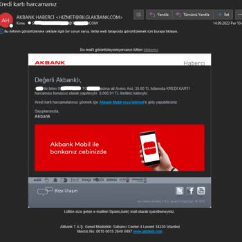 Akbank Yanlış E-posta Adresi