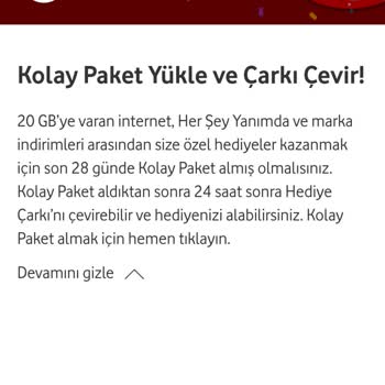 Vodafone Kolay Paket Tanımlanmaması Ve Hediye İnternet Yüklenmemesi