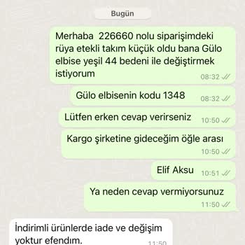 Tesettürzen İade Değişim Yapmıyor