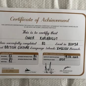 İngiliz Kültür Yabancı Dil Kursları Verilen Sahte Sertifika