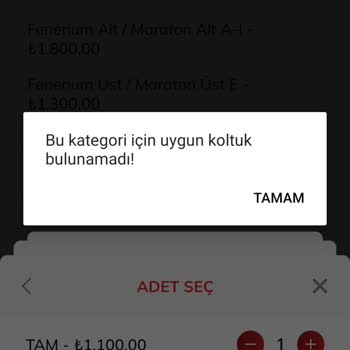 Passolig Maç Bileti Bu Kategori De Koltuk Bulunamadı