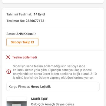Trendyol Anmkoksal Satıcısı Siparişimi İptal Etti