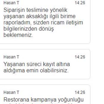 Yemeksepeti 3 Saatte Yemek Yollayamadı. Müşteri Temsilcisi Fiyasko