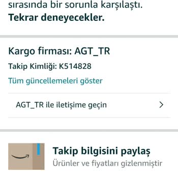 AGT Kurye (aynigunteslim.com) Kargo Teslim Edilmedi.