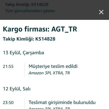 AGT Kurye (aynigunteslim.com) Kargo Teslim Edilmedi.