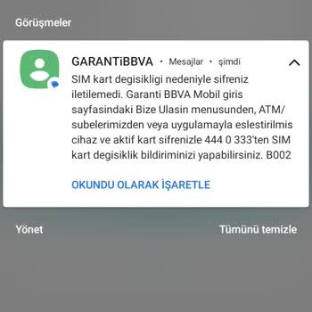 Garanti BBVA Garanti Sim Kart Hatası