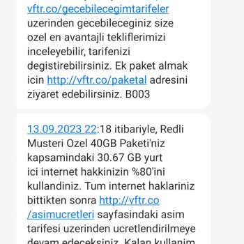 Vodafone Yanlış Tarife 30 GB Değil 40 GB Konuşmuştuk