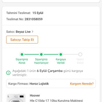 Horoz Lojistik Trendyol'dan Aldığım Ürünün Gelmedi