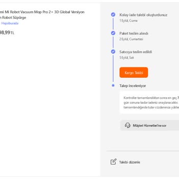 Hepsiburada Arızalı Ürünün İadesini Gerçekleştirmiyor.