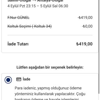 Kamil Koç Bilet İptali Ve Ücret İadesi