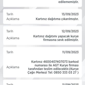 AGT Kurye Firması Kredi Kartımı Bir Türlü Teslim Edemedi