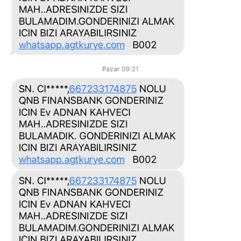AGT Kurye QNB Finansbank Kartı Teslim Etmiyor