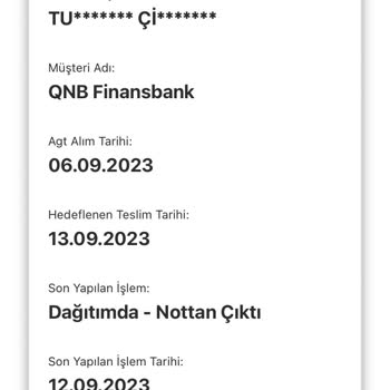 AGT Kurye QNB Finansbank Kartı Teslim Etmiyor