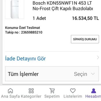 N11 Bosch Buzdolabı İade İsteği