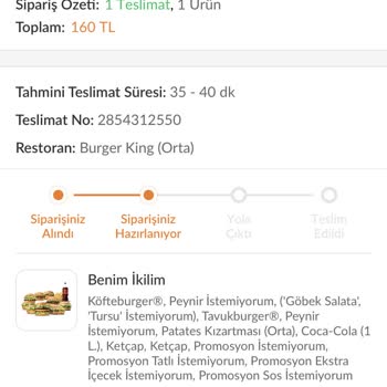 Bartın Burger King ve Trendyol Yemek
